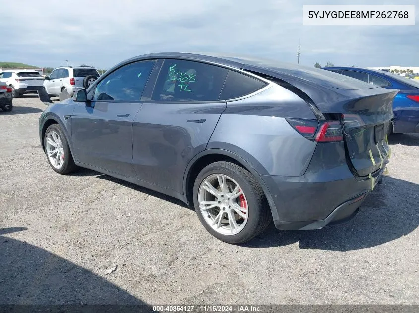 2021 Tesla Model Y Long Range Dual Motor All-Wheel Drive VIN: 5YJYGDEE8MF262768 Lot: 40854127