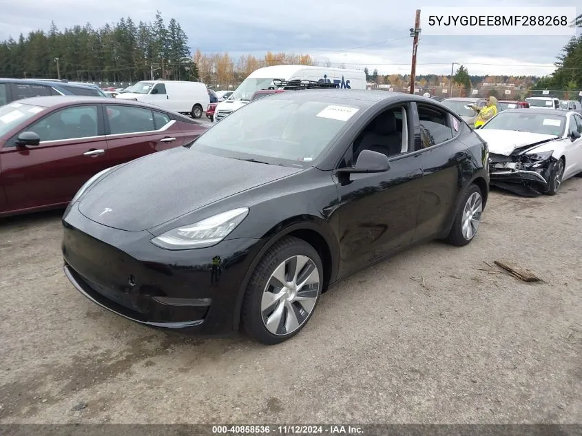 2021 Tesla Model Y Long Range Dual Motor All-Wheel Drive VIN: 5YJYGDEE8MF288268 Lot: 40858536