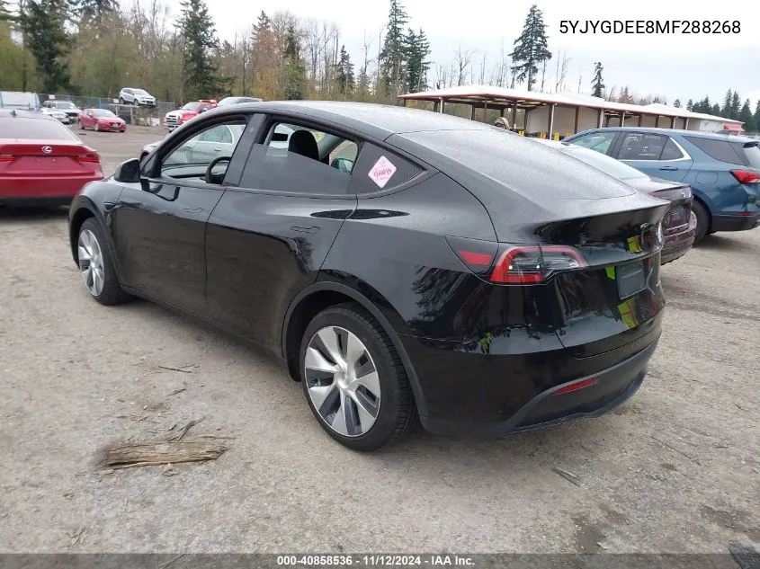 2021 Tesla Model Y Long Range Dual Motor All-Wheel Drive VIN: 5YJYGDEE8MF288268 Lot: 40858536