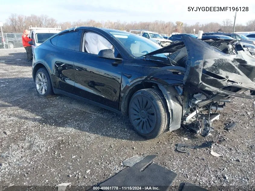 2021 Tesla Model Y Long Range Dual Motor All-Wheel Drive VIN: 5YJYGDEE3MF196128 Lot: 40861778