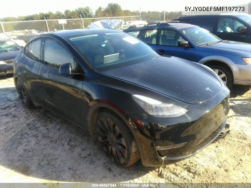 2021 Tesla Model Y VIN: 5YJYGDEF5MF197273 Lot: 40867544