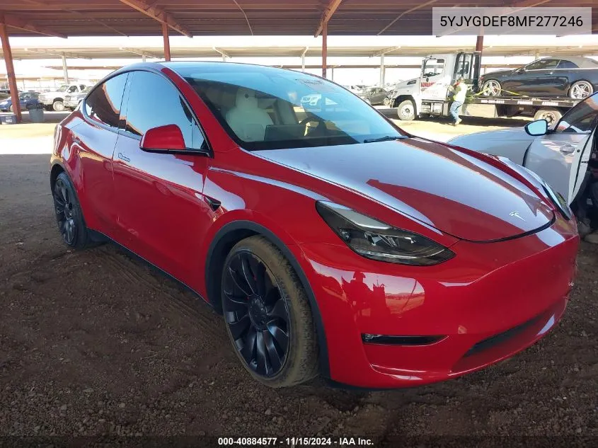 2021 Tesla Model Y Performance Dual Motor All-Wheel Drive VIN: 5YJYGDEF8MF277246 Lot: 40884577