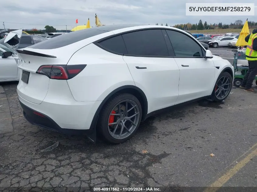 2021 Tesla Model Y Performance Dual Motor All-Wheel Drive VIN: 5YJYGDEF5MF258279 Lot: 40917562