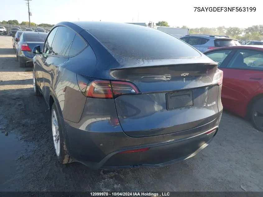 7SAYGDEF3NF563199 2022 Tesla Model Y