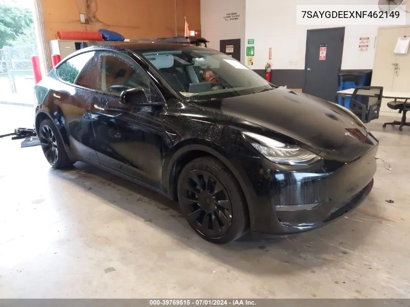 2022 Tesla Model Y Long Range Dual Motor All-Wheel Drive VIN: 7SAYGDEEXNF462149 Lot: 39769515