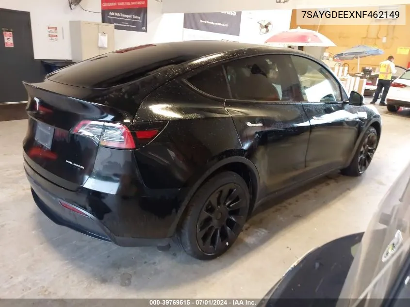 2022 Tesla Model Y Long Range Dual Motor All-Wheel Drive VIN: 7SAYGDEEXNF462149 Lot: 39769515