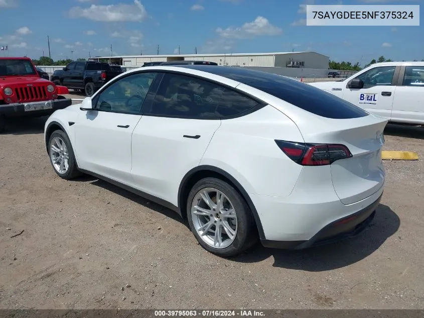 2022 Tesla Model Y Long Range Dual Motor All-Wheel Drive VIN: 7SAYGDEE5NF375324 Lot: 39795063