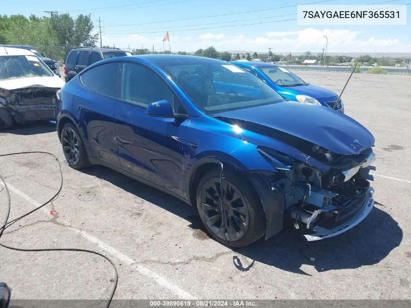 7SAYGAEE6NF365531 2022 Tesla Model Y