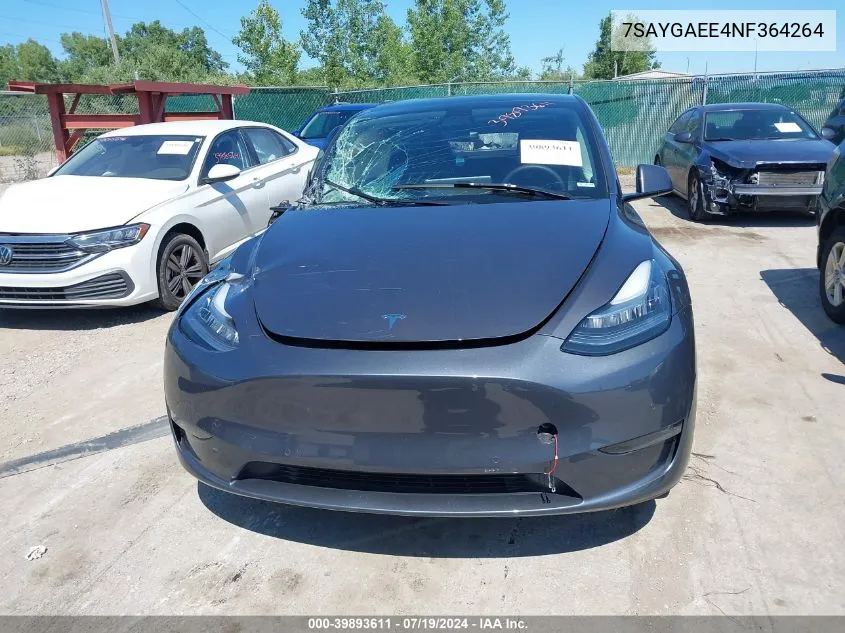 2022 Tesla Model Y Long Range Dual Motor All-Wheel Drive VIN: 7SAYGAEE4NF364264 Lot: 39893611