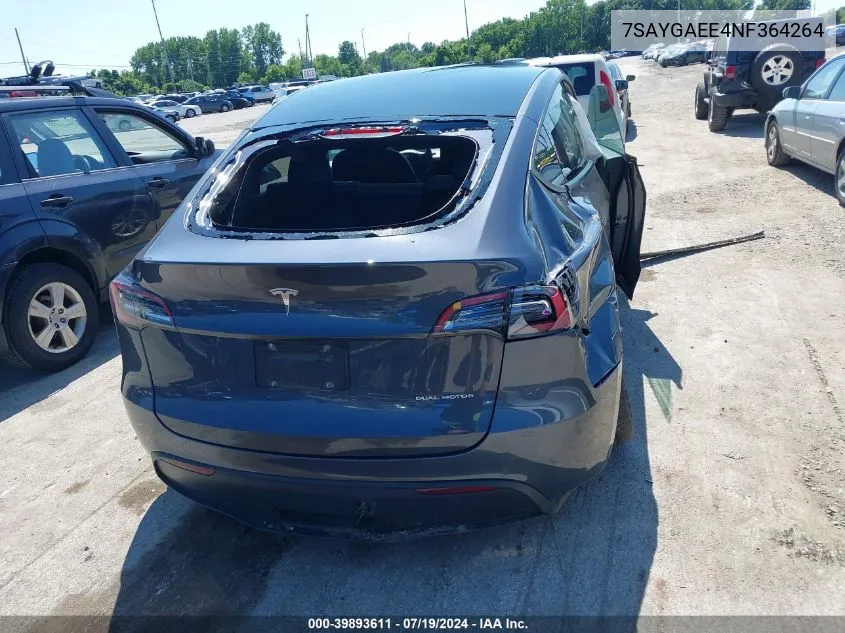 2022 Tesla Model Y Long Range Dual Motor All-Wheel Drive VIN: 7SAYGAEE4NF364264 Lot: 39893611