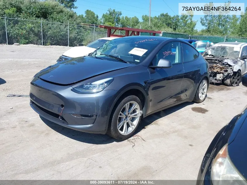 2022 Tesla Model Y Long Range Dual Motor All-Wheel Drive VIN: 7SAYGAEE4NF364264 Lot: 39893611