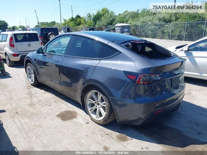 2022 Tesla Model Y Long Range Dual Motor All-Wheel Drive VIN: 7SAYGAEE4NF364264 Lot: 39893611