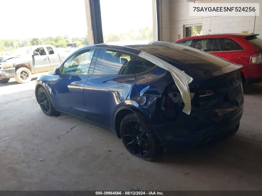 2022 Tesla Model Y VIN: 7SAYGAEE6NF524256 Lot: 64983634