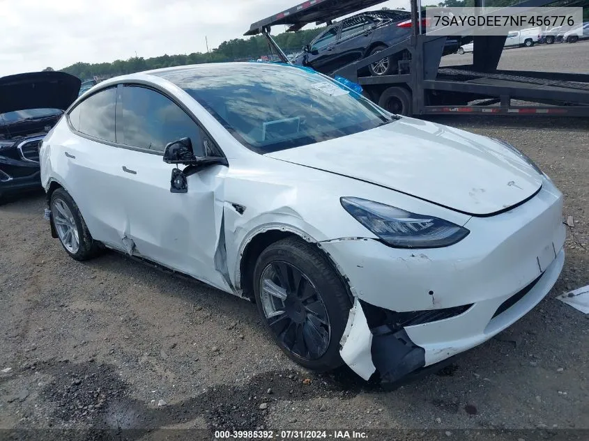 2022 Tesla Model Y Long Range Dual Motor All-Wheel Drive VIN: 7SAYGDEE7NF456776 Lot: 39985392