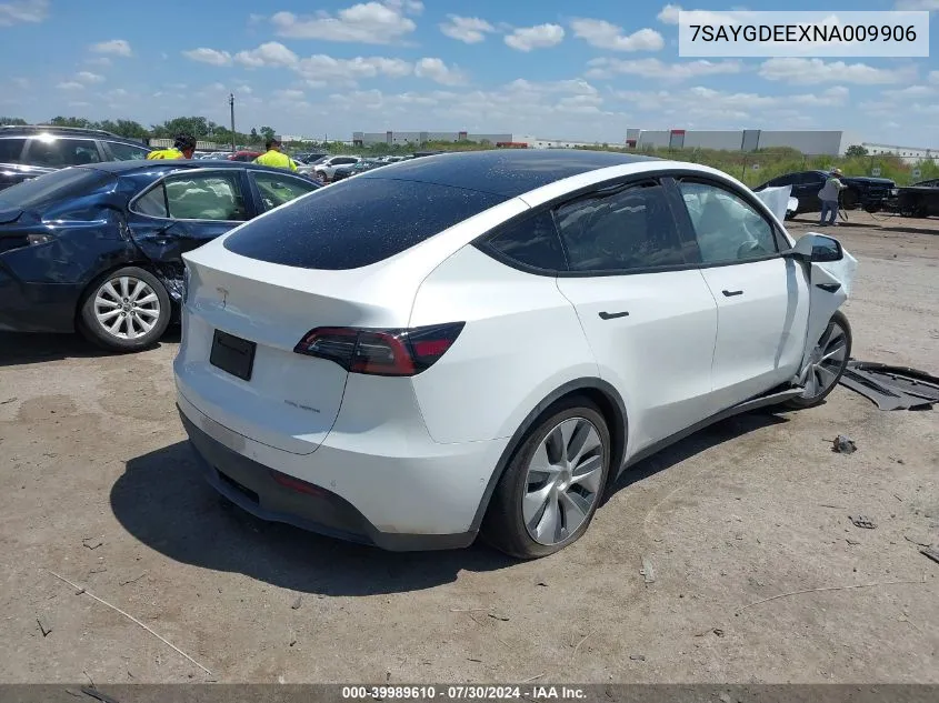 2022 Tesla Model Y Long Range Dual Motor All-Wheel Drive VIN: 7SAYGDEEXNA009906 Lot: 39989610