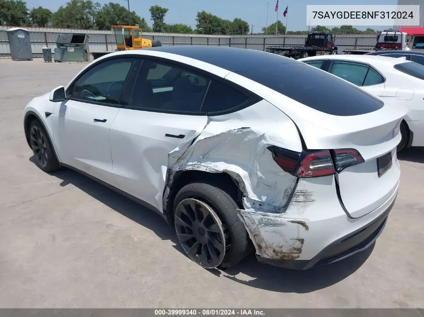 7SAYGDEE8NF312024 2022 Tesla Model Y