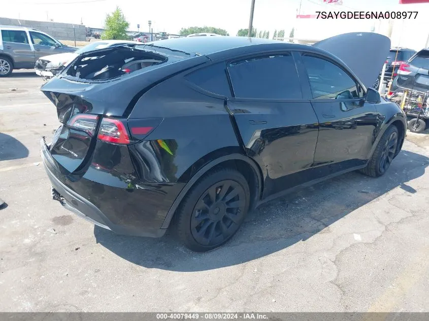 2022 Tesla Model Y Long Range Dual Motor All-Wheel Drive VIN: 7SAYGDEE6NA008977 Lot: 40079449