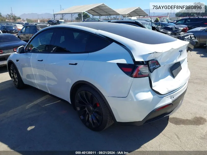 7SAYGDEF8NF380896 2022 Tesla Model Y