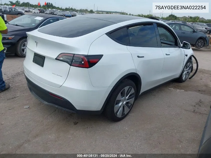 7SAYGDEE3NA022254 2022 Tesla Model Y