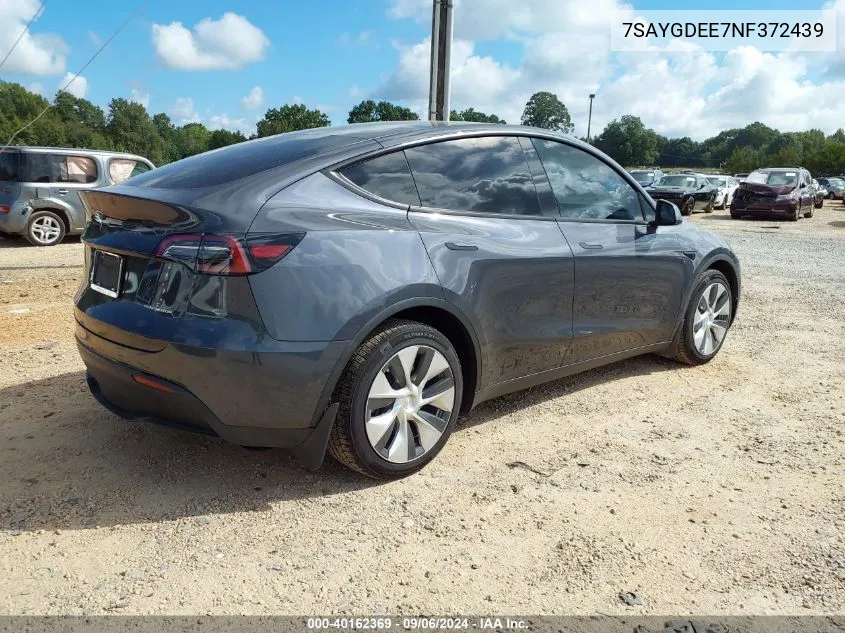 2022 Tesla Model Y Long Range Dual Motor All-Wheel Drive VIN: 7SAYGDEE7NF372439 Lot: 40162369