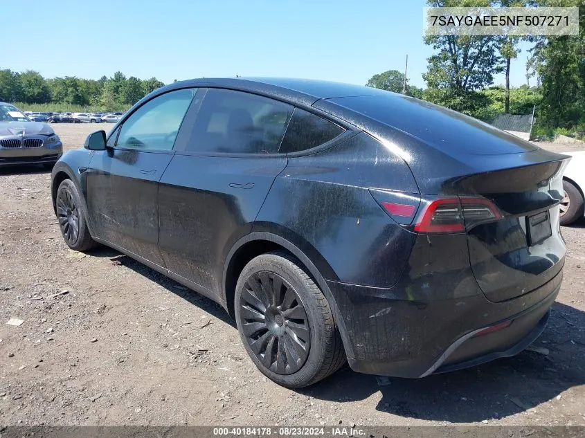 2022 Tesla Model Y Long Range Dual Motor All-Wheel Drive VIN: 7SAYGAEE5NF507271 Lot: 40184178