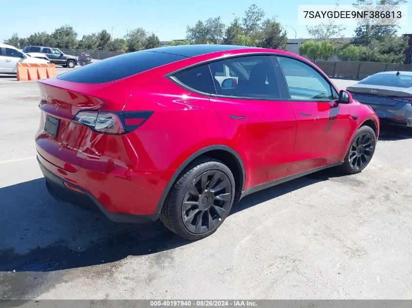 2022 Tesla Model Y Long Range Dual Motor All-Wheel Drive VIN: 7SAYGDEE9NF386813 Lot: 40197940