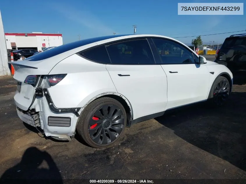 7SAYGDEFXNF443299 2022 Tesla Model Y Performance Dual Motor All-Wheel Drive