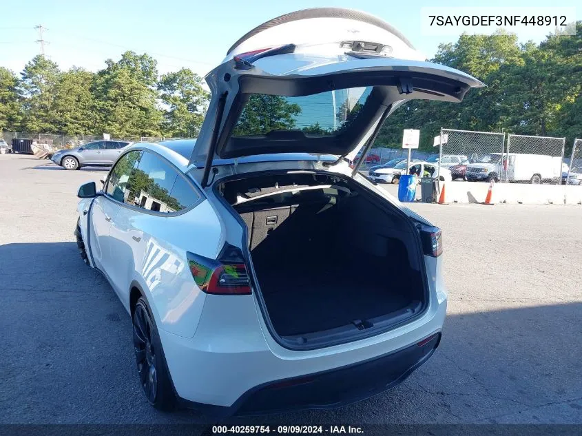 2022 Tesla Model Y Performance Dual Motor All-Wheel Drive VIN: 7SAYGDEF3NF448912 Lot: 40259754