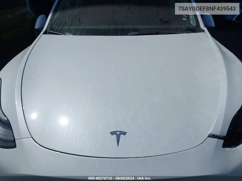 7SAYGDEF8NF439543 2022 Tesla Model Y