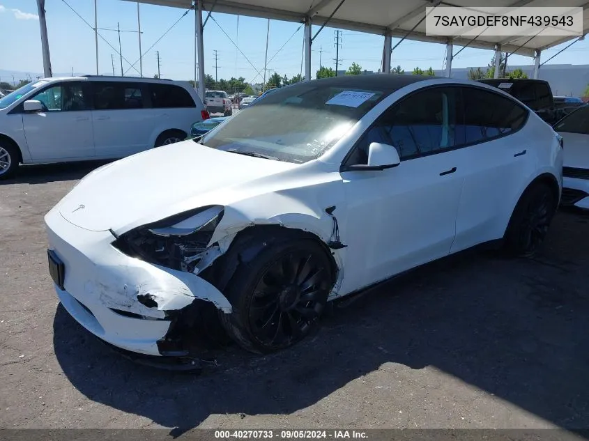 7SAYGDEF8NF439543 2022 Tesla Model Y