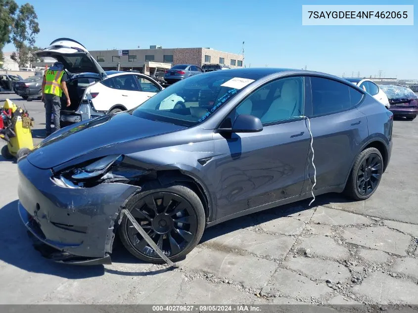 2022 Tesla Model Y Long Range Dual Motor All-Wheel Drive VIN: 7SAYGDEE4NF462065 Lot: 40279627