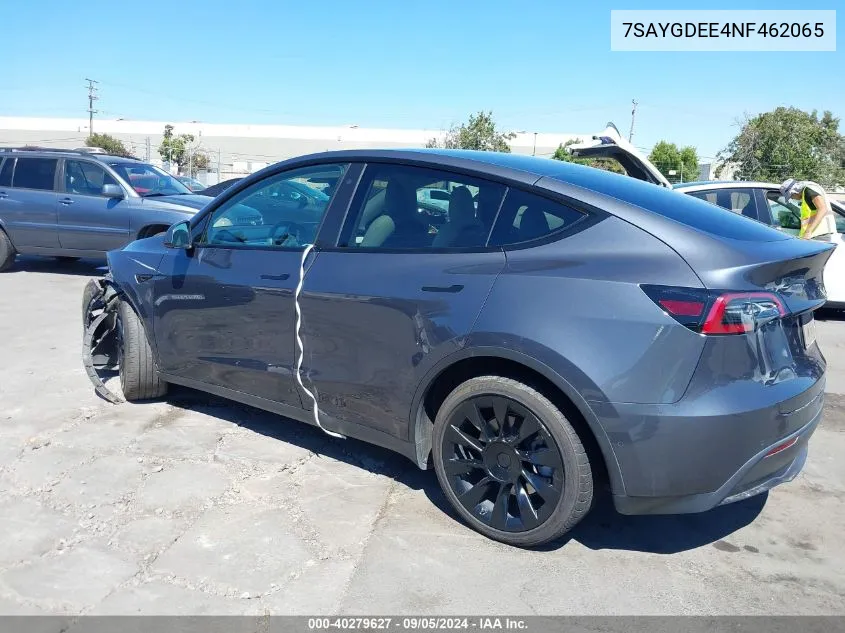 2022 Tesla Model Y Long Range Dual Motor All-Wheel Drive VIN: 7SAYGDEE4NF462065 Lot: 40279627