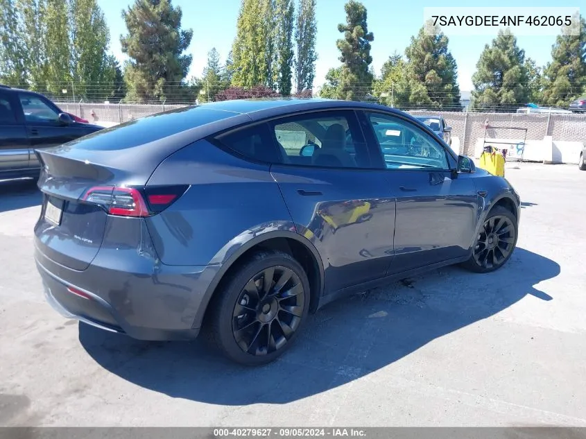 2022 Tesla Model Y Long Range Dual Motor All-Wheel Drive VIN: 7SAYGDEE4NF462065 Lot: 40279627