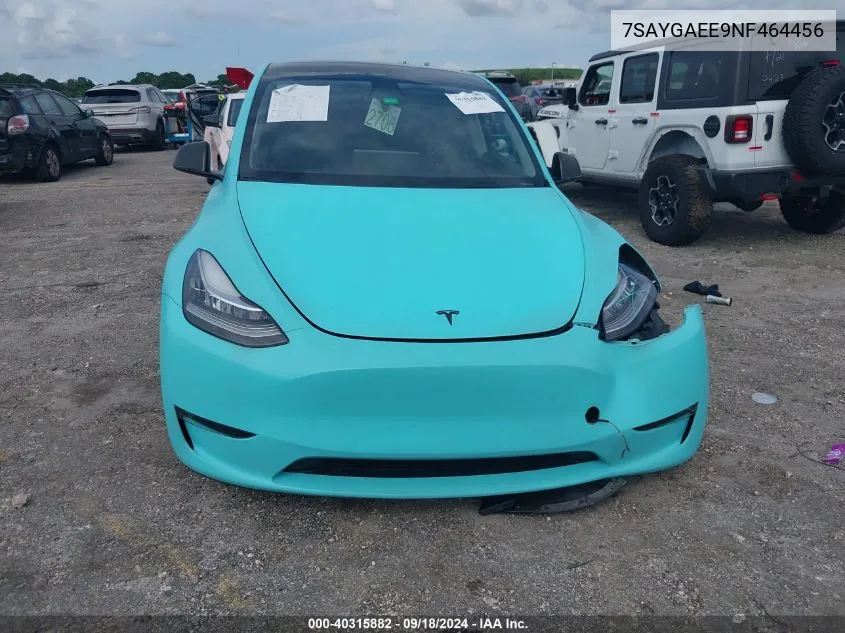 2022 Tesla Model Y VIN: 7SAYGAEE9NF464456 Lot: 40315882