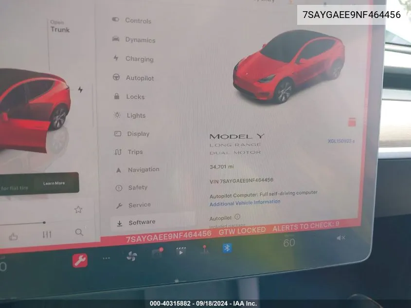 7SAYGAEE9NF464456 2022 Tesla Model Y