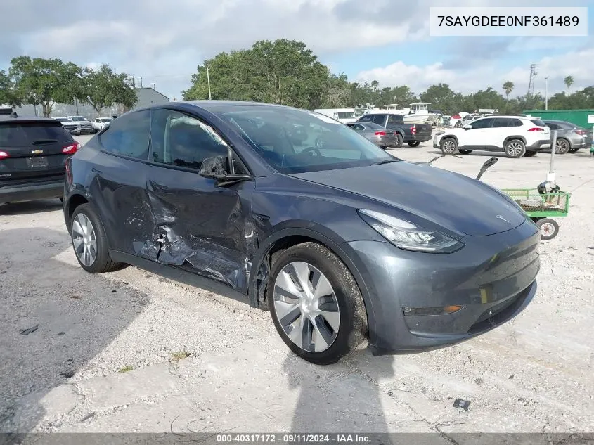 7SAYGDEE0NF361489 2022 Tesla Model Y