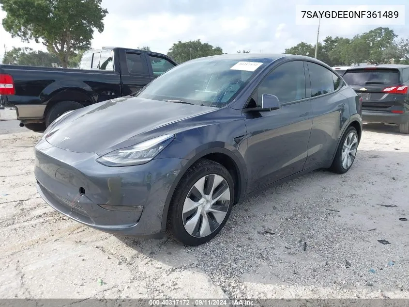 7SAYGDEE0NF361489 2022 Tesla Model Y