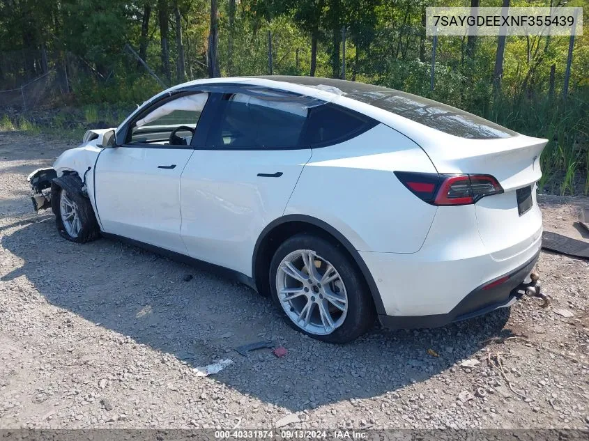 2022 Tesla Model Y Long Range Dual Motor All-Wheel Drive VIN: 7SAYGDEEXNF355439 Lot: 40331874