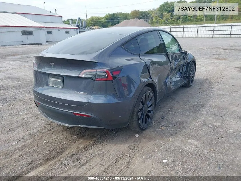 7SAYGDEF7NF312802 2022 Tesla Model Y