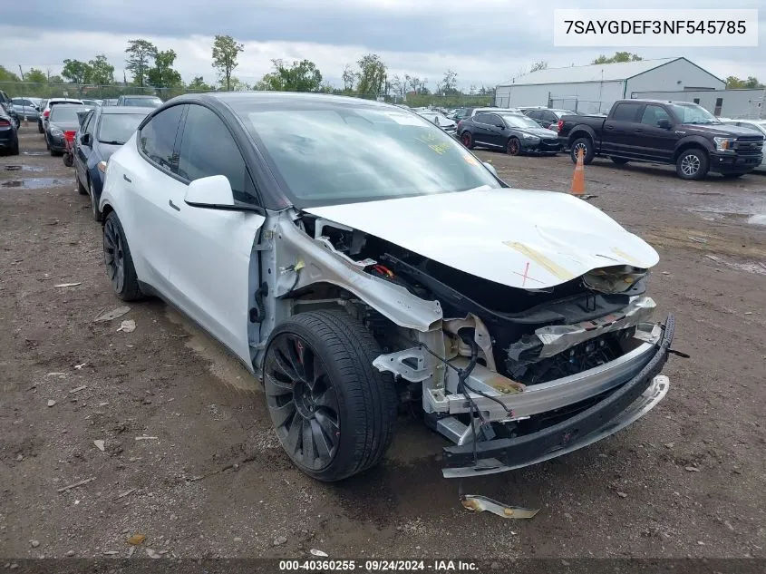 7SAYGDEF3NF545785 2022 Tesla Model Y