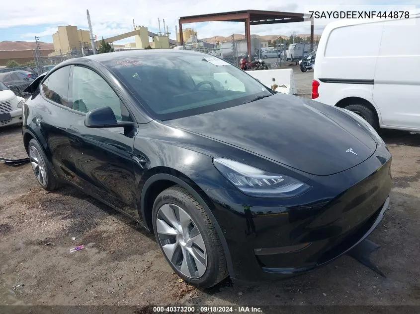 2022 Tesla Model Y VIN: 7SAYGDEEXNF444878 Lot: 40373200