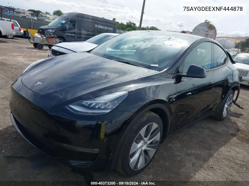 2022 Tesla Model Y VIN: 7SAYGDEEXNF444878 Lot: 40373200