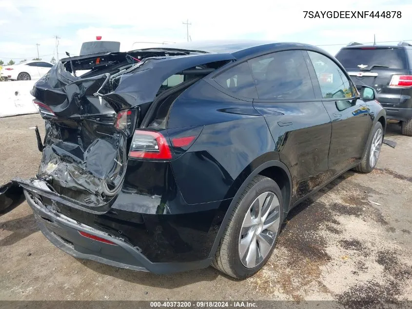 2022 Tesla Model Y VIN: 7SAYGDEEXNF444878 Lot: 40373200