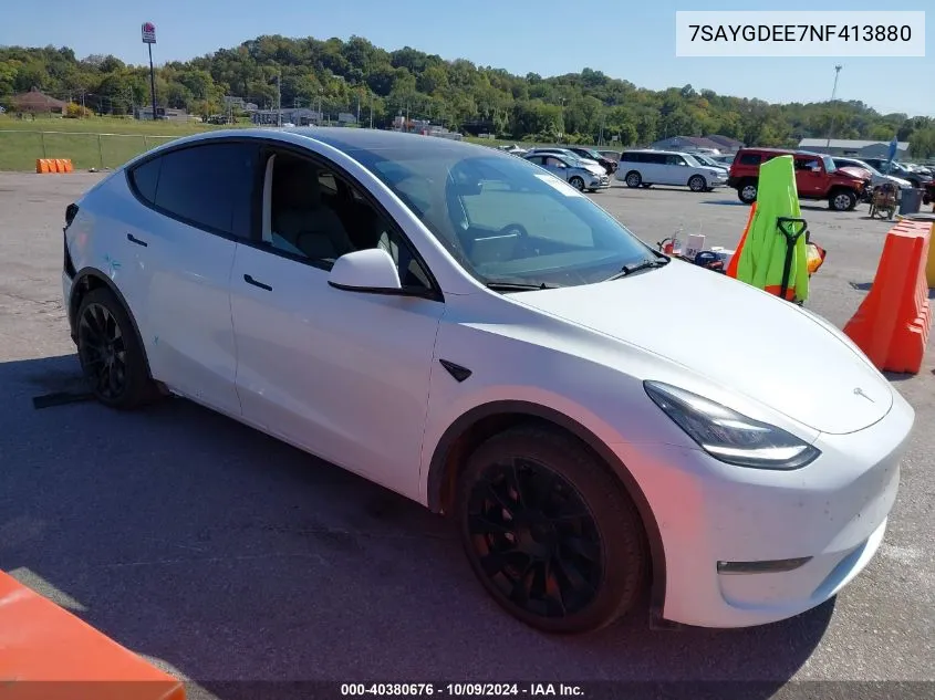 2022 Tesla Model Y Long Range Dual Motor All-Wheel Drive VIN: 7SAYGDEE7NF413880 Lot: 40380676