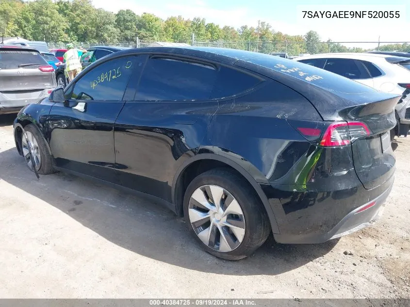 2022 Tesla Model Y Long Range Dual Motor All-Wheel Drive VIN: 7SAYGAEE9NF520055 Lot: 40384725