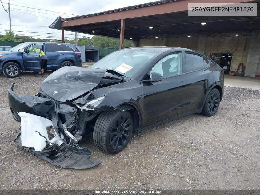 7SAYGDEE2NF481570 2022 Tesla Model Y