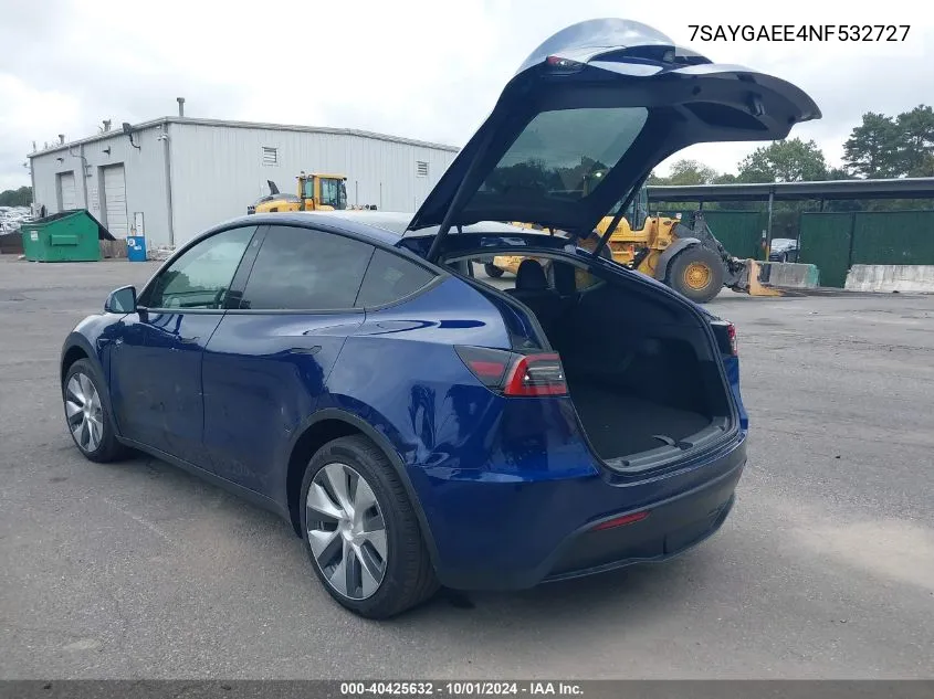 2022 Tesla Model Y Long Range Dual Motor All-Wheel Drive VIN: 7SAYGAEE4NF532727 Lot: 40425632