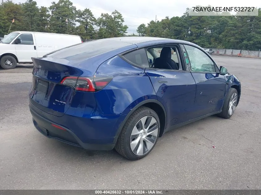 2022 Tesla Model Y Long Range Dual Motor All-Wheel Drive VIN: 7SAYGAEE4NF532727 Lot: 40425632