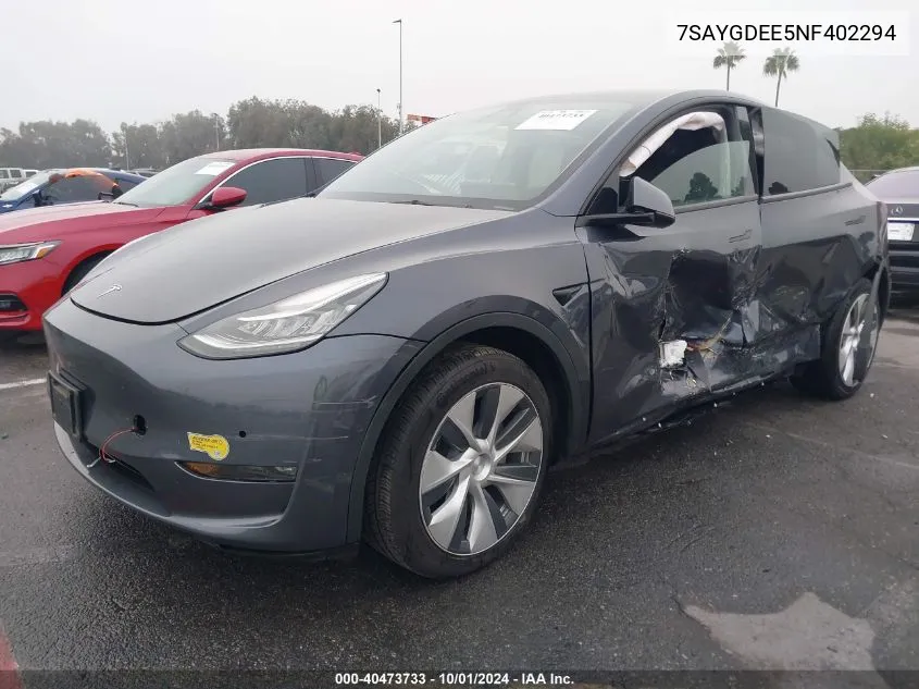 7SAYGDEE5NF402294 2022 Tesla Model Y