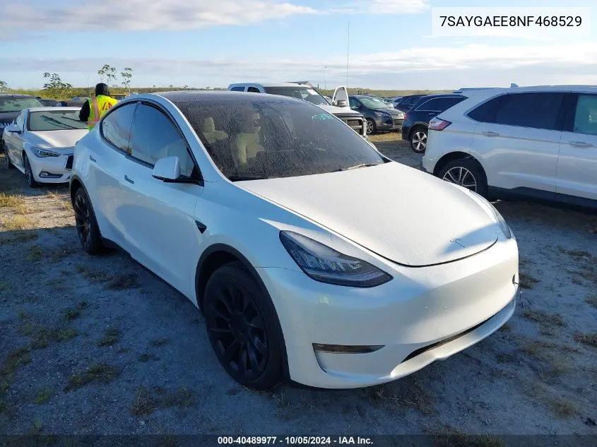 2022 Tesla Model Y Long Range Dual Motor All-Wheel Drive VIN: 7SAYGAEE8NF468529 Lot: 40489977